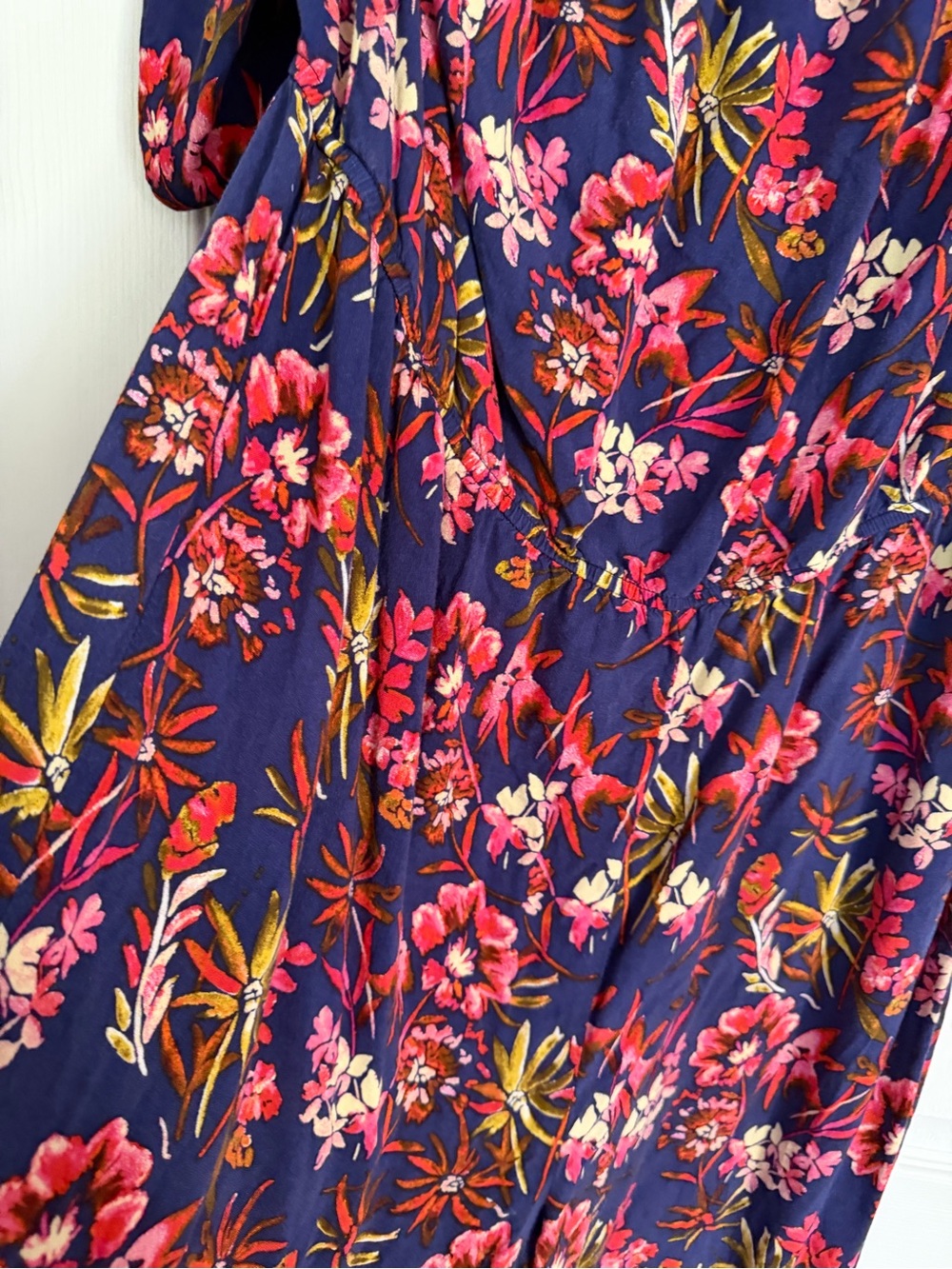 Tacera Navy Floral Jumpsuit with Pink & Green Accents - Picture 3 of 5